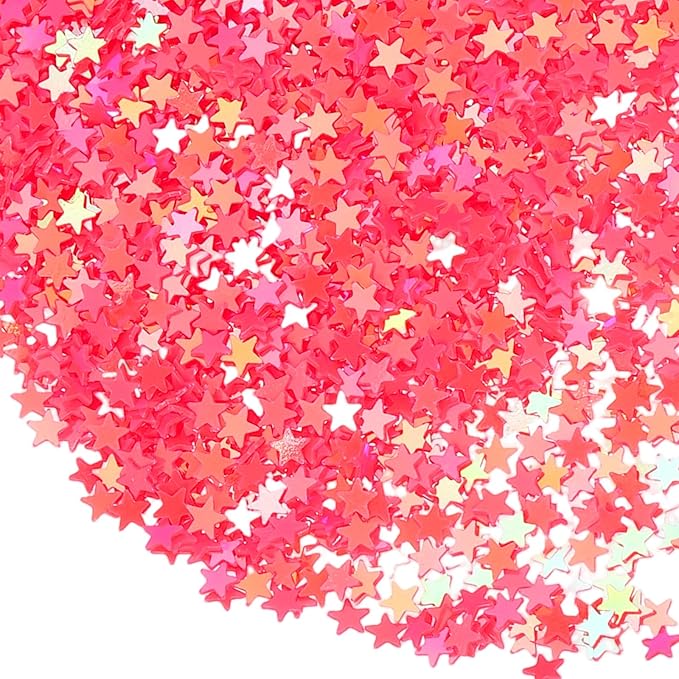 uxcell 1.94oz(55g) Star Glitter Confetti, 3mm Art Craft Glitter Holographic Sequins Table Confetti Laser Sequins for Crafts DIY Nail and Party Wedding Festival Decoration, Peach Red