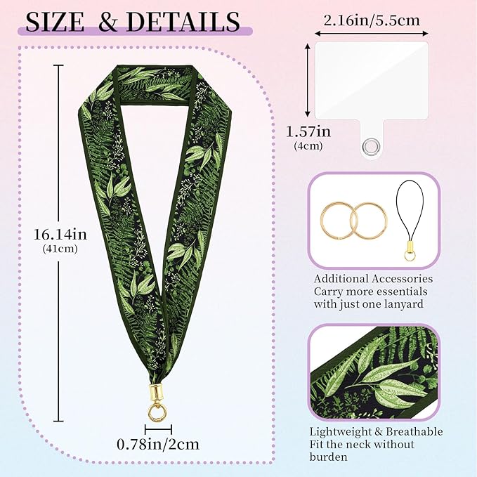 ZOOEASS Phone Lanyard Charm with Tether Tab Neck Lanyards for ID Badges Car Key Women Cute Scarf Keychain Strap Around Neck
