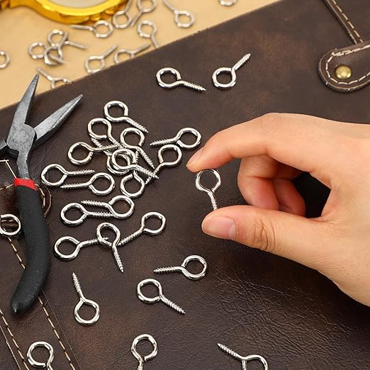 AUGSUN Eye Screws, 150PCS 1 Inch Screw Eyes Hooks Heavy Duty Screw Eyes Bolts Hooks Ring Screws for Wood Hanging Artwork