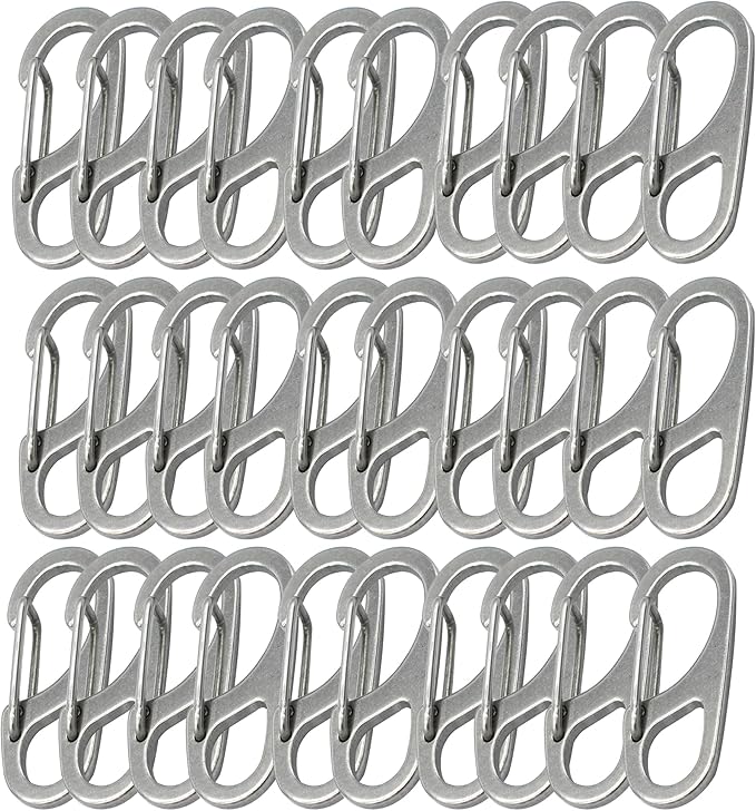 Small Carabiner Clips 1.25 inch/1.85 inch Snap Hooks with Fixed Eye Spring Gate Keychain Parocord Rope Clasps Accessories