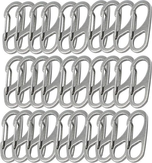 Small Carabiner Clips 1.25 inch/1.85 inch Snap Hooks with Fixed Eye Spring Gate Keychain Parocord Rope Clasps Accessories