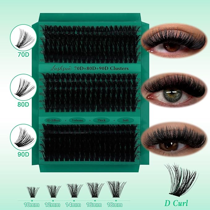 Lash Clusters Kit Wispy Eyelash Clusters Kit Lashes Clusters Kit Cluster Eyelash Extensions Lash Extension Kit+Lash Bond and Seal,Remover,Tweezers,Mascara Brush,Headband,Wristband*2(7 Boxes Kit-3)
