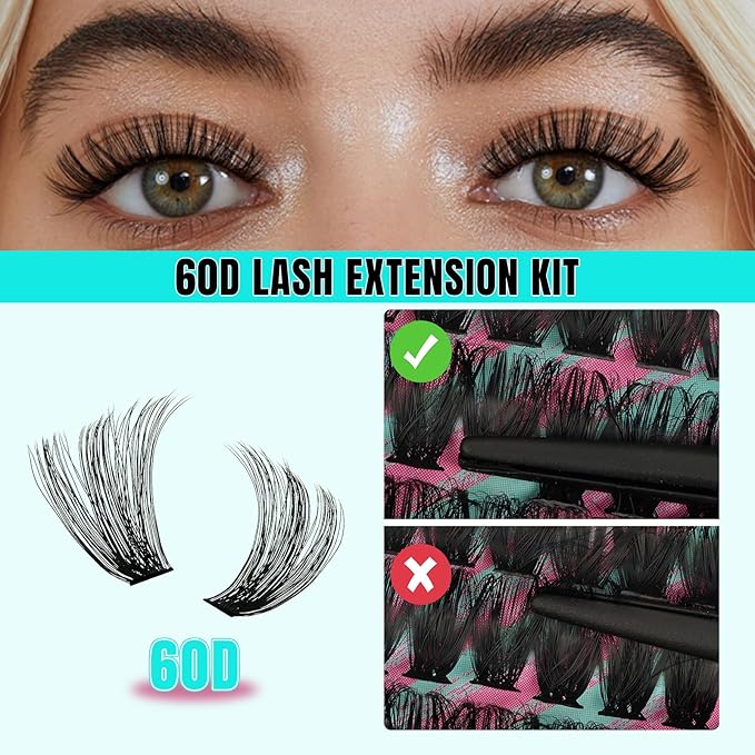 Lash Clusters 320Pcs 60D Eyelashes Cluster D Curl Individual Wispy Lashes Cluster for DIY Cluster Eyelash Extensions at Home for Beginners (Mix10-16mm)