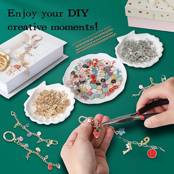 SUTROMA 776pcs Lip Gloss Charms Keychain Kit | Bag Charm Kit with 228 Charms 20 Keychain Clips 60 Extender Chains 1 Jewelry Plier | Jewelry Making Supplies for DIY Key Chain Making