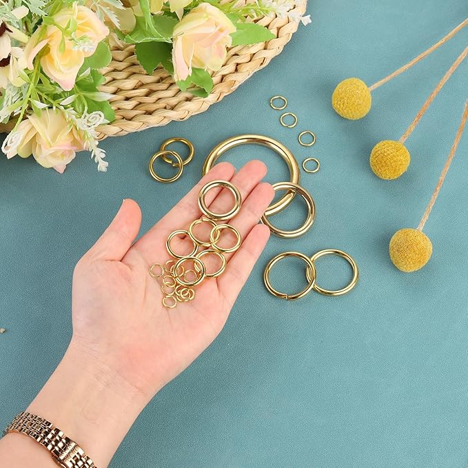 uxcell 25Pcs Open Jump Rings, 10mm/0.39" OD Brass Jump Ring Connectors 1mm Thick O Rings for Necklaces Bracelet Jewelry Making Keychain DIY Craft, Gold Tone