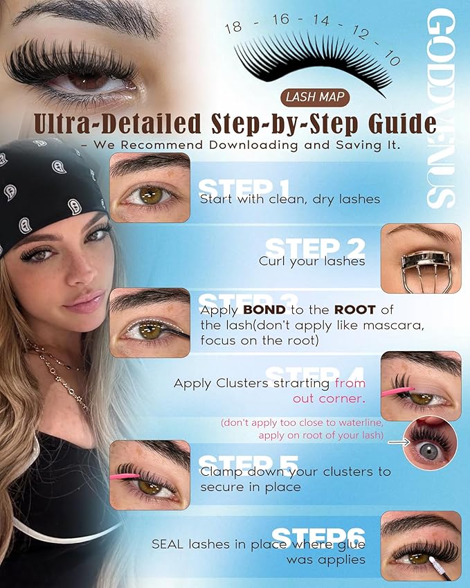 Goddvenus Wispy Lash Clusters Kit Natural Eyelashes Clusters CC Curl Cluster Eyelash Extensions Lightweight Individual Lashes DIY Lash Extension Kit 10-18mm False Eyelashes