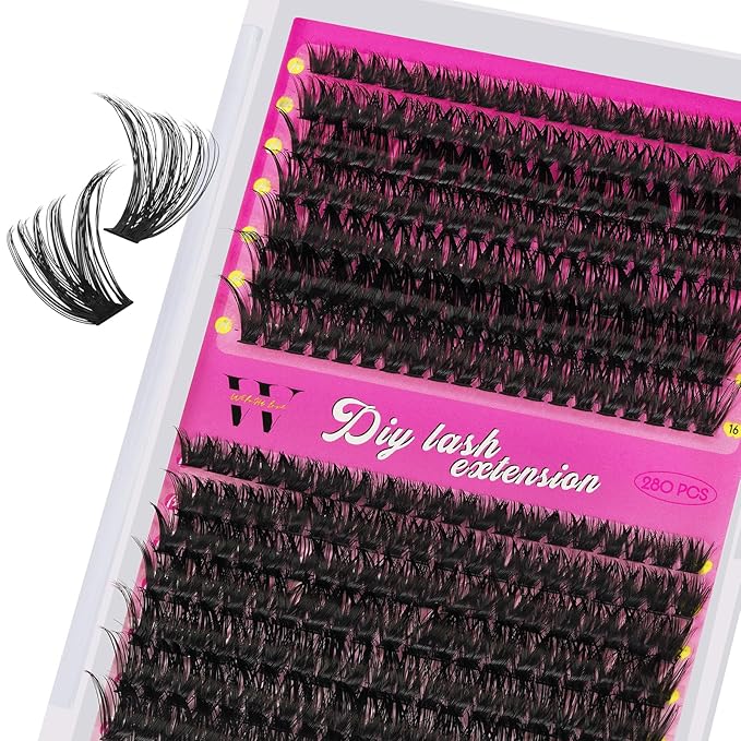 Lash Clusters 280PCS Individual Lashes D Curl Eyelash Clusters Mixed Length Cluster Eyelash Extensions Clusters Lashes with Thin Band Soft False Eyelashes DIY at Home(60D+80D,D-Mix9-16mm)