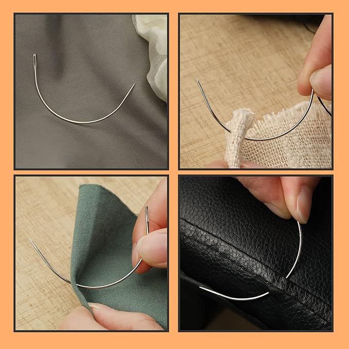100 PCS Curved Needles, Sewing Needles, Leather and Weaving Needles for Carpet Leather Canvas Repairing, Blocking Knitting, Modelling and Crafts