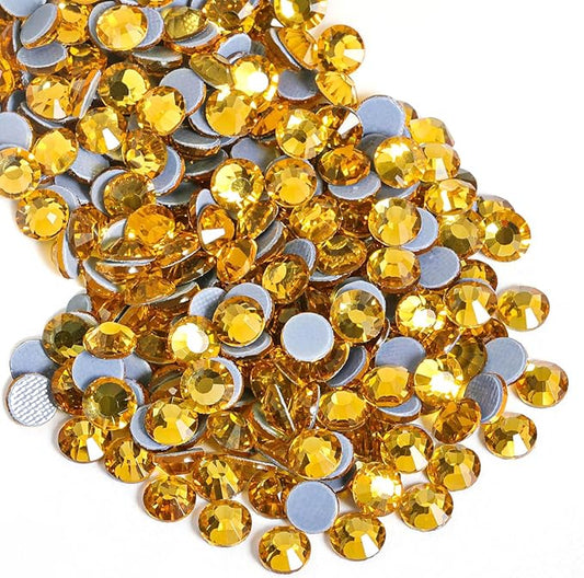Beadsland Hotfix Rhinestones, 288pcs Flatback Crystal Rhinestones for Crafts Clothes DIY Decorations, Topaz, SS30, 6.3-6.5mm