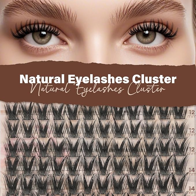 JMS&JMS 144Pcs Lash Clusters Lash Extension C Curl Manga Wispy Eyelash Clusters Natural Volume Eyelash Extensions Individual Lashes DIY for Beginner (8-18MIX)