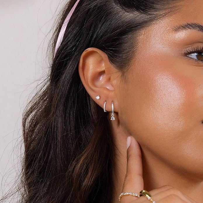 Freekiss 3 Pairs Gold Hoop Earrings Set: Dainty Stud Earrings Trendy Small 14K Gold Plated Hypoallergenic Dangle Cartilage Huggie Hoop Earrings for Women Gold Jewelry for Women Gifts
