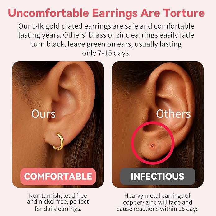 Eaciy 7 Pairs Gold Hoop Earrings for Women - 18K Gold Plated Hoop Earrings Set Lightweight Minimalist Small Hoops Hypoallergenic Thick Lightweight Earring for Women Jewelry Gifts