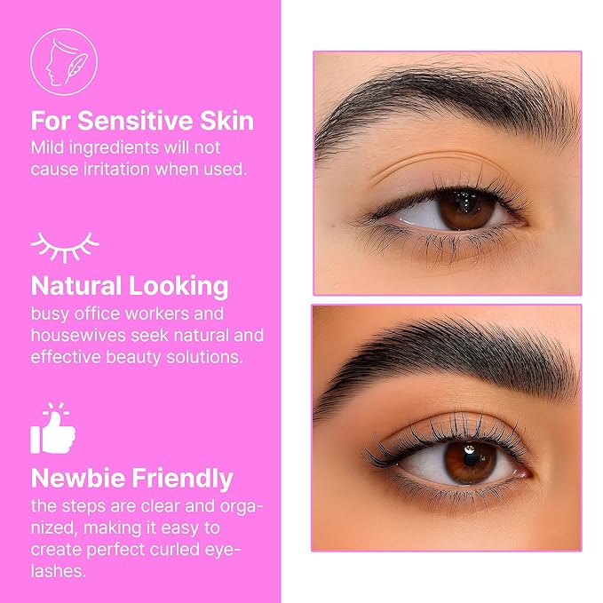 Korean Lash Lift Kit - 5 Sets At Home Eyelash Perm Kit with Upgraded Glue, Eyelash Lift Kit, DIY Lash Perm Easy for Beginner & Professional, Semi Permanent Perming Wave Suitable For Salon & Home