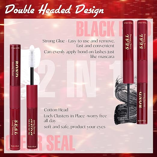 Ruairie Bond and Seal Lash Glue for Eyelash Cluster 2 in 1 Lash Clusters Glue Strong Hold Long Lasting Lash Bond and Seal Waterproof