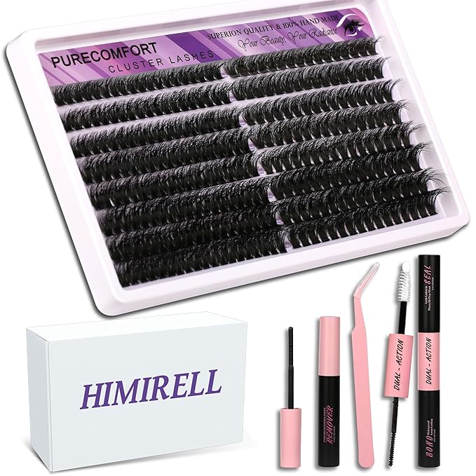 DIY Lash Extension Kit, 280 Cluster Lashes 2 Densities (80P/100P) 10-18mm Mixed Length, Knot-Free Handmade Lashes with Bond/Seal Glue, Remover & Tweezers, Beginner-Friendly for Daily & Party Looks