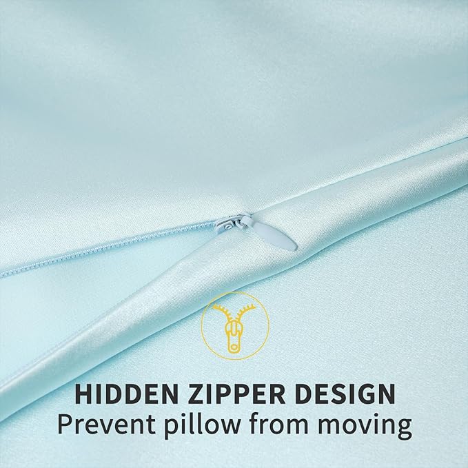 ZIMASILK 100% Pure Mulberry Silk Pillowcase for Hair and Skin Health,Soft and Smooth,Both Sides Premium Grade 6A Silk,600 Thread Count,with Hidden Zipper,1pc(Standard 20''x26'', Powder Blue)