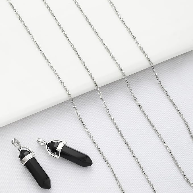 24 Pcs 22" 2mm Stainless Steel Necklace Chains Link Cable Chain Lobster Clasp Bulk for DIY Jewelry Making Supplies Accessories