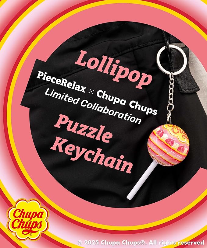 PieceRelax Chupa Chups X 3D Puzzle Keychain 24 Plastic Pieces - Chups My Flavor - Portable Key Ring Unique Gifts