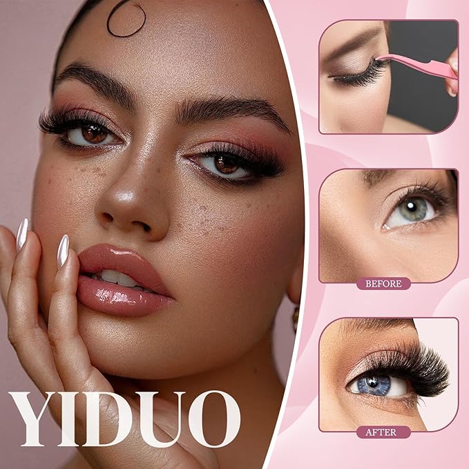 YIDUO Clusters Lashes Kit False Eyelashes Extensions 40D+60D+80D+100D Volume D Curl Wispy Individuals Fake Eyelash, 308Pcs All-in-1 Pack with Glue |Tweezers |Removers |Eyelash & Eyebrow Brush