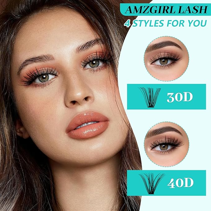 Lash Clusters 2 Style Cluster Lashes 640PCS Eyelash Extension 30D+40D Cluster Lashes Individual Lashes DIY Lash Extension Natural Black Cluster Eyelash Extensions at Home for Beginners(D-Mix9-16mm)