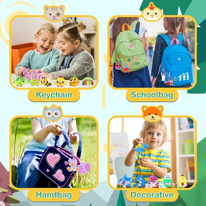 50 PCS Keychains Bulk Cute Key Chain for Classroom Prizes Rewards Students Incentives Birthday Holiday Gifts Party Favors Keyrings for Kids
