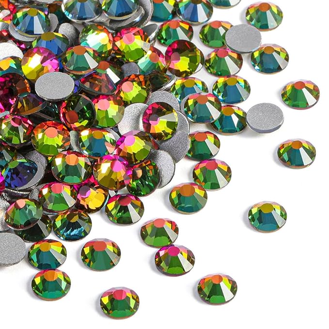 Beadsland Flat Back Crystal Rhinestones Round Gems for Nail Art and Craft Glue Fix, Rainbow, 6.3-6.5mm, SS30/288pcs