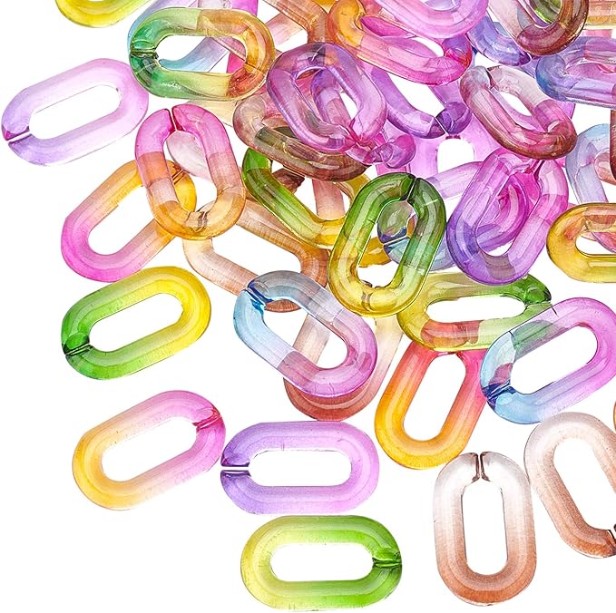 PH PandaHall 100 pcs Acrylic Linking Rings, 5 Colors Quick Link Connectors for Earring Necklace Jewelry Eyeglass Chain DIY Craft Making