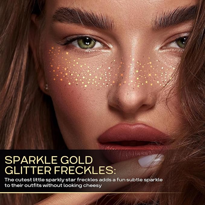 YGQQOY Glitter Freckles Face Tattoo, 20pcs Sparkle Freckles, Gold Face Glitter Speckles