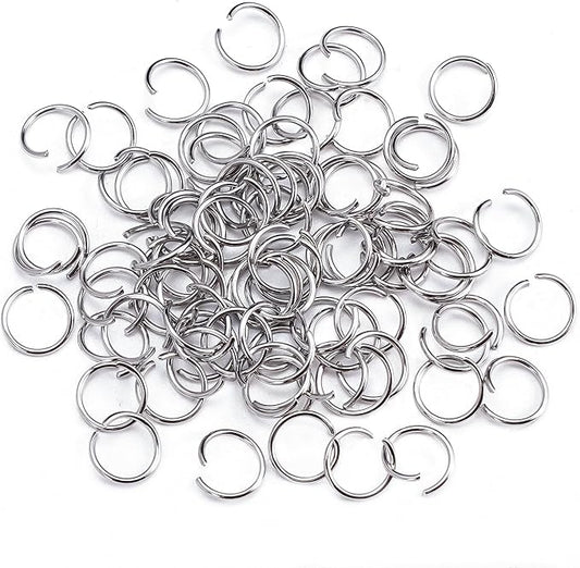 1000Pcs 10mm Stainless Steel Open Jump Rings 18 Gauge Thick Metal O Rings Single Loop Connectors for Jewelry Necklaces Bracelet Earrings Keychains Chainmail DIY Making