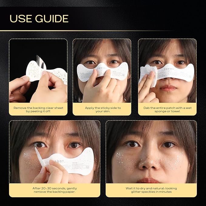 YGQQOY Glitter Freckles Face Tattoo, 20pcs Sparkle Freckles, Gold Face Glitter Speckles