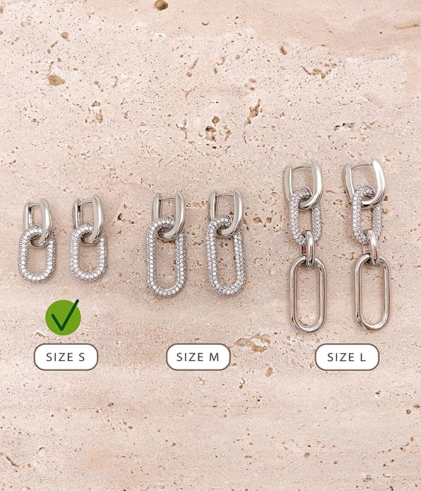 OZEL 14K Gold & Silver Plated Paperclip Chain Earrings with Cubic Zirconia – Dangle, Hoop, Huggie, Stud Styles – Women’s Fashion Jewelry Gift