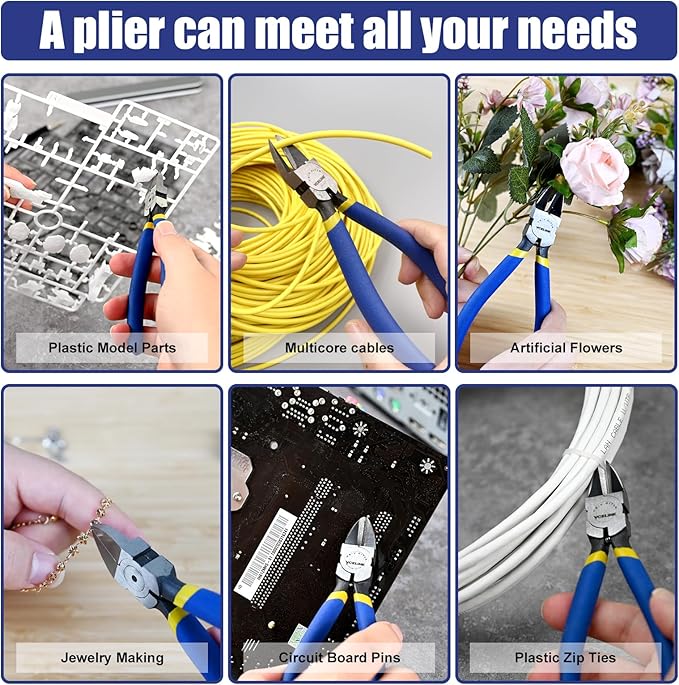 VCELINK Wire Cutters, 6-inch Side Cutter, CR-V Small Flush Cutter, 5 Pack Professional Small Wire Cutter with Spring-loaded for Artificial Flowers, Floral, Jewellery Making, and DIY Model Making