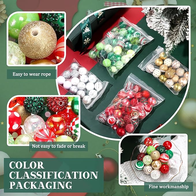 100 Pcs 20mm Rhinestone Bubblegum Beads for Pens Mixed Crystal Resin Chunky Beads for DIY Craft Keychain Necklace Bracelet Jewelry Making(Red Green)