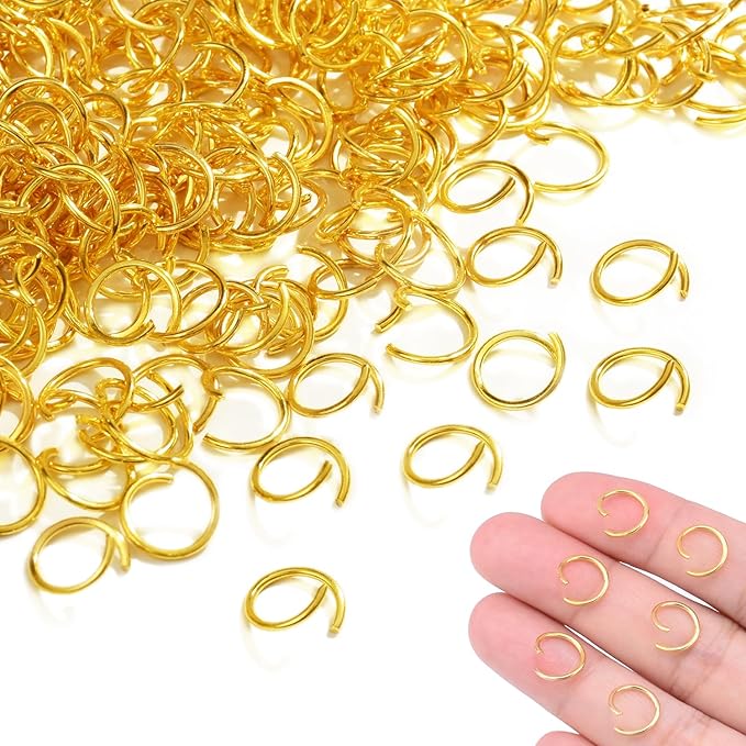400pcs 3/8" Gold Small Jump Rings for Jewelry Making Replacement, Open Jump Ring Metal Jewelry Findings for Bracelets Necklaces Earrings Keychains Connectors Loops Repair Hardware