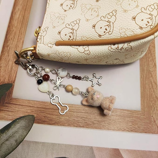 Cute Dog Keychain Fuzzy Dog Puppy Decor Keychain Aesthetic Y2K Bag Charms Stylish Dog Pendant Keychains Accessories