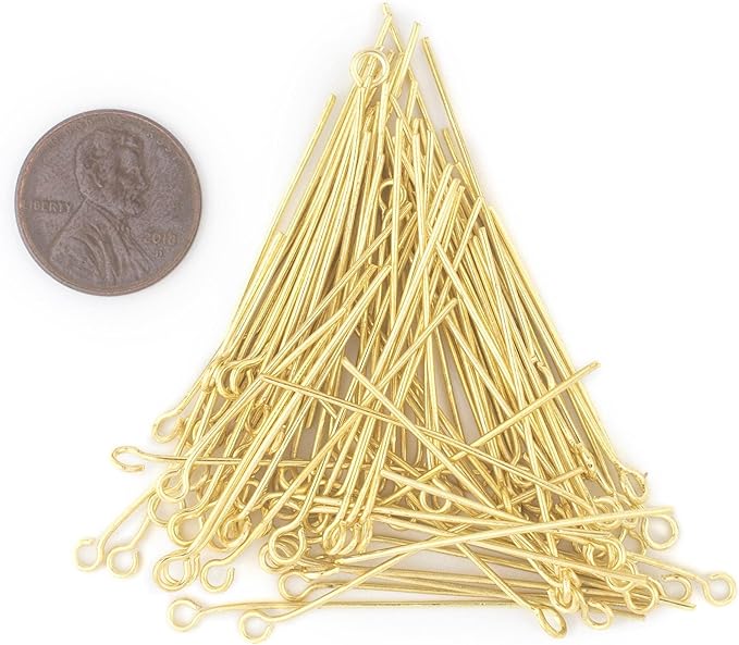 The Bead Chest Gold 21 Gauge 1.5 Inch Eye Pins (Approx 100 Pieces)
