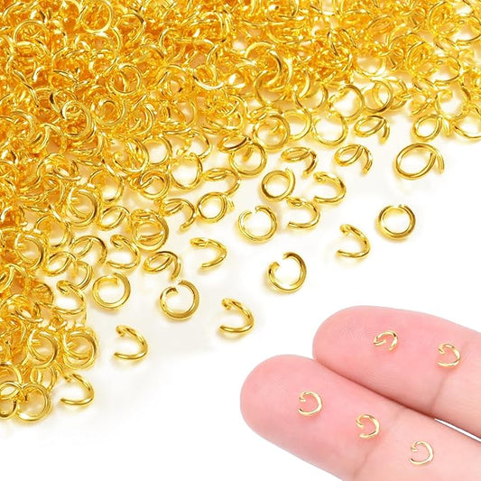 400pcs 5/32" Gold Tiny Jump Rings for Jewelry Making Replacement, Open Jump Ring Metal Jewelry Findings for Bracelets Necklaces Earrings Keychains Connectors Loops Repair Hardware