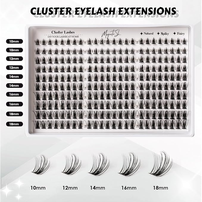 Lash Clusters 300pcs Manga Lash Extension Kit 10-18mm Cluster Eyelash Extensions Natural Lash Individual Lashes -M33-Natural
