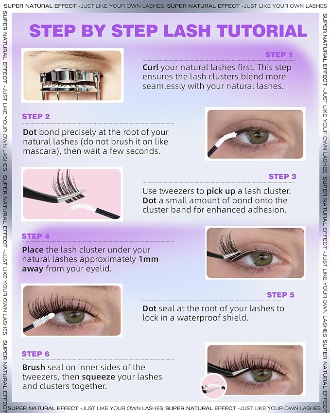 EYDEVRO Natural Lash Clusters Kit Wispy Eyelash Clutsers Kit 10-16mm Cluster Eyelash Extensions D Curl Lash Extension Kit Salon-quality Cluster Lashes at Home Lash Bond and Seal, Tweezers, Brush