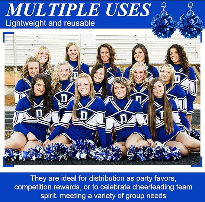 24 Pcs Cheer Pom Pom Keychain Cheerleader Gift Cheering Keyring Camp Team Gift