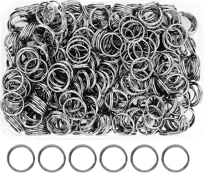 Mandala Crafts 10mm Gunmetal Double Jump Rings for Jewelry Making - 400 Pcs Small Split Key Rings Set for Crafts, DIY Keychains, and Accessories