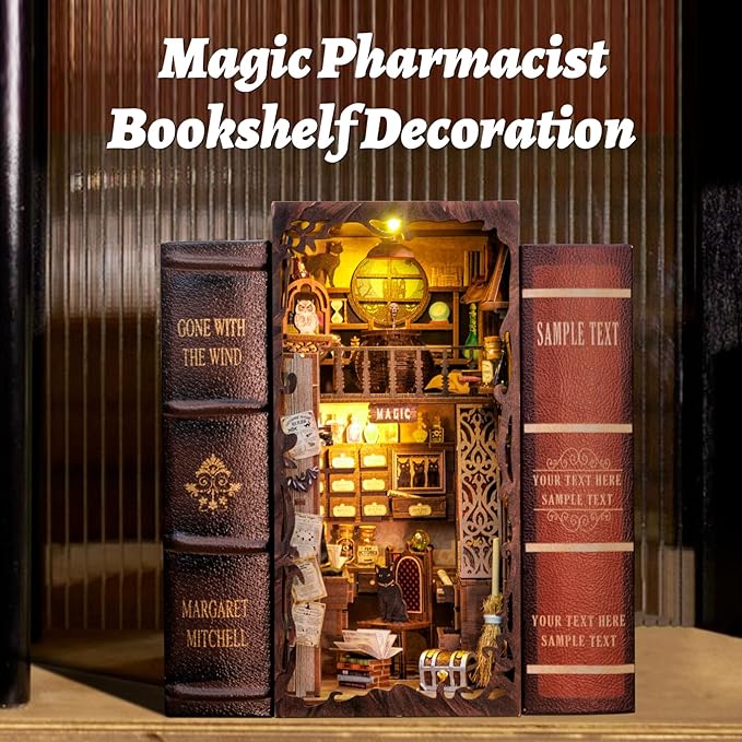 CUTEBEE Book Nook Kit, DIY Booknook Miniature House Tiny House 3D Wooden Puzzle Dollhouse Kit for Adults and Teens, Bookshelf Insert Decor, DIY Craft Gift Model Build