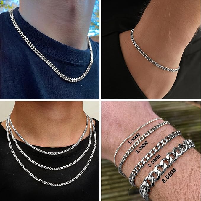 33FT Stainless Steel Cuban Chain Roll 4.3MM Width Diamond-Cut Curb Link Chains Spool Bulk for DIY Crafts Jewelry Making