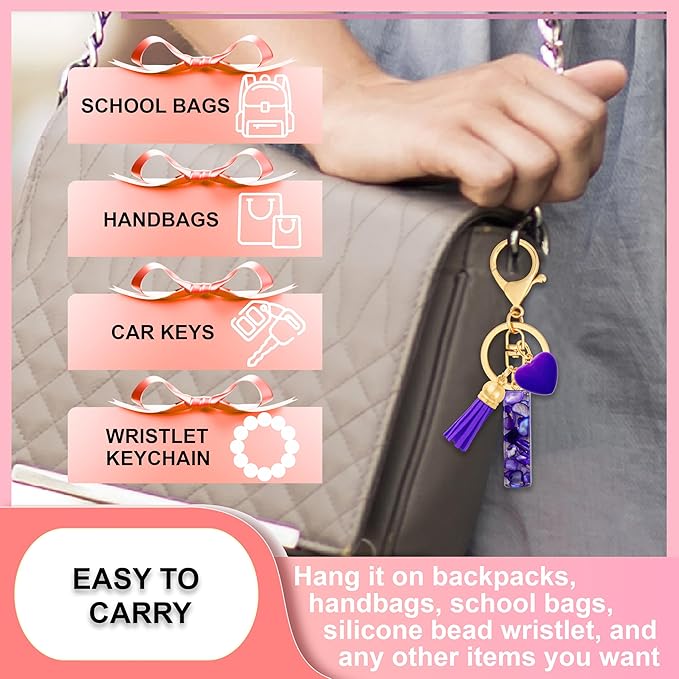 Initial Keychains for Women with Cute Heart Resin - Alphabet Letter Keychain for Bag, Backpacks, Purse or Car key