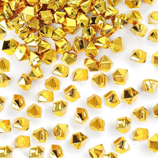 DomeStar 550PCS Gold Vase Fillers, Acrylic Fake Crushed Ice Fake Rocks Gold Nuggets Gems Plastic Diamonds for Vase Fillers Centerpiece Table Scatter Photography Props Display Decoration