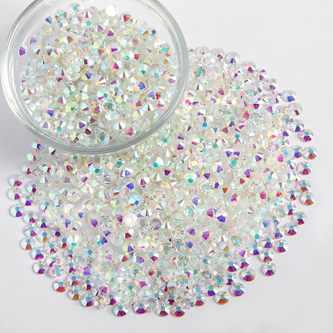 Beadsland Flatback Rhinestones Bulk,14400PCS Crystal Rhinestones for Nails Crafts Clothes DIY Decoration, Transparent AB, SS20, 4.6-4.8mm