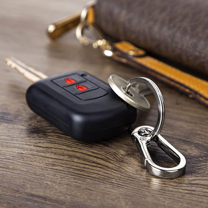 CREST 4 pcs Stainless Steel Multipurpose Keychain Clip - Secure Zinc Keyring with Carabiner for Easy Access to Your House and Car Keys