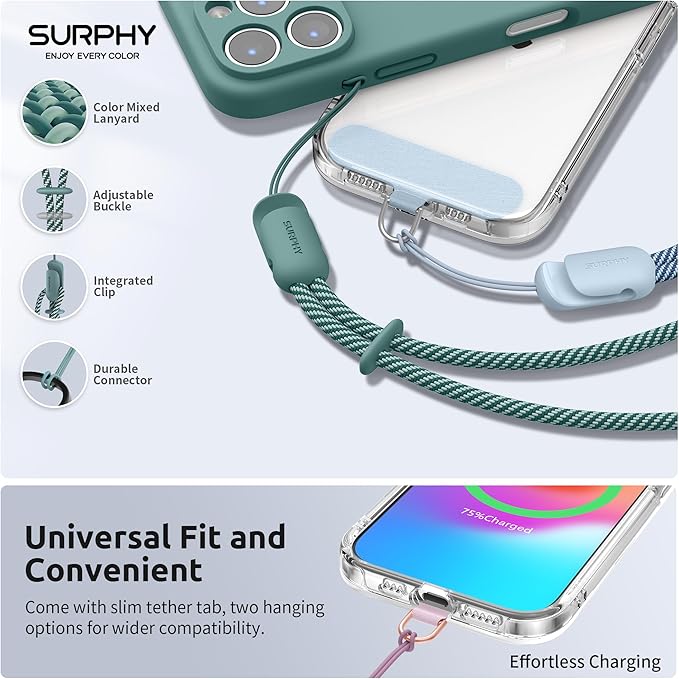 SURPHY 3 Pack Phone Wrist Strap with CellPhone Tether Tab, Cellphone Lanyard, Phone Strap with 2-Color Braided, Wrist Lanyard