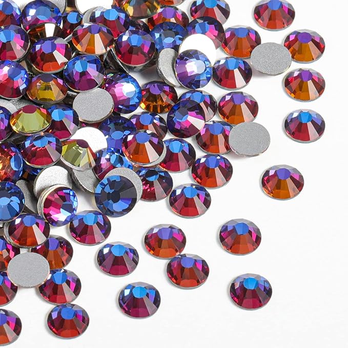 Beadsland Flat Back Crystal Rhinestones Round Gems for Nail Art and Craft Glue Fix, Blue Volcano, 2.7-2.9mm, SS10/1440pcs