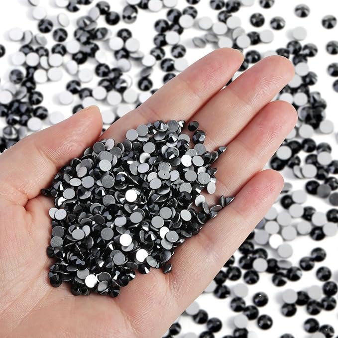 Beadsland Flatback Rhinestones Bulk, 14400pcs Rhinestones for Nails Crafts Clothes DIY Decoration, Jet Hematite, SS20, 4.6-4.8mm